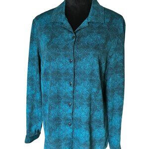 Norton McNaughton Reptile Print Blouse: Vintage Turquoise Snakeskin Tunic, 12
